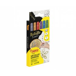Marqueur jovi permanent décor metalic toutes surfaces pointe 4,2mm coloris assortis étui 6 unités