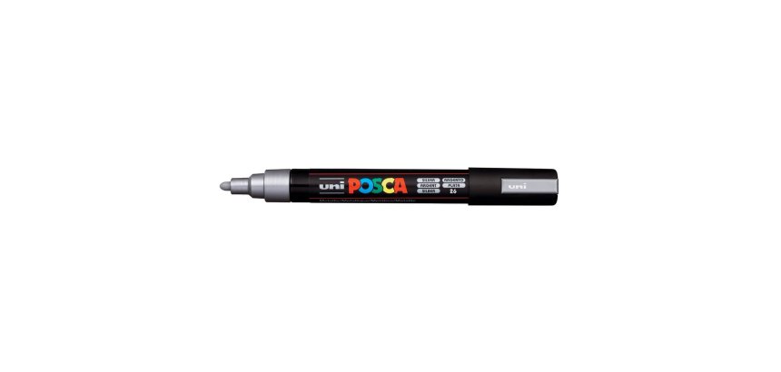 Marqueur posca pc5m gouache encre inodore toutes surfaces pointe moyenne conique couleur opaque couvrante argent