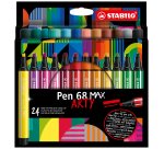 Feutre coloriage stabilo pen 68 max arty encre aquarellablepointe large biseautee etui carton 24 coloris assortis