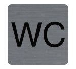Plaque adhésive imitation aluminium WC 7,5x7,5 cm - Gris