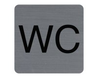 Plaque adhésive imitation aluminium WC 7,5x7,5 cm - Gris