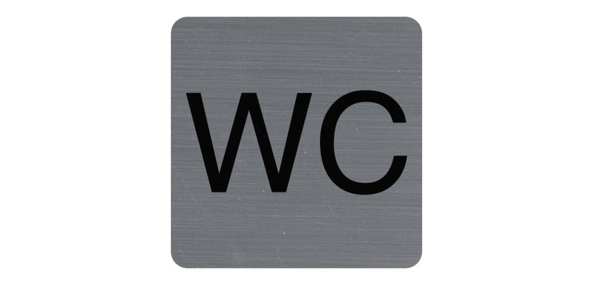Plaque adhésive imitation aluminium WC 7,5x7,5 cm - Gris