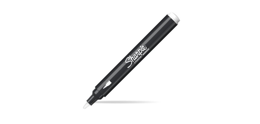 Marqueur sharpie creatif pointe ogive trait 2,5mm      encre acrylique coloris blanc