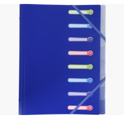 Trieur exacompta 3 rabats polypro a4 avec elastiques et fenetres 8 compartiments      coloris assortis