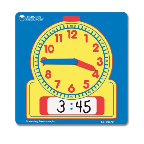 Horloges polypro learning resources petites horloges    analogique et numerique       effacable 11x11 cm lot de 10