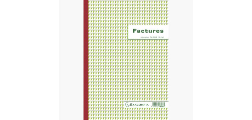 Manifold autocopiant exacompta factures tva a4 210x297mm foliotage 50 triplis