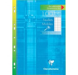 Feuillets mobiles sous étui spécial déficients visuels A4 100 pages perforées grands carreaux noirs 2,5mm agrandis 10x10
