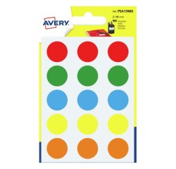 Avery PSA19MX self-adhesive label Round Permanent Assorted colours 90 pc(s)