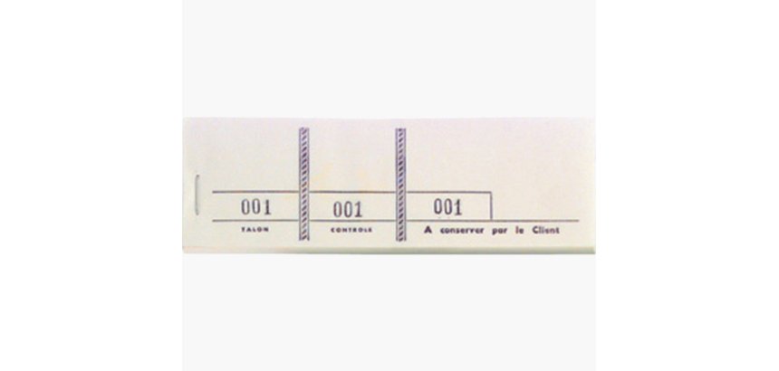 Bloc passe-partout 100 feuillets numérotés de 3 volets - Format 4,8x15 cm