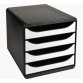 Module classement exacompta big box 4 tiroirs ouverts monobloc ultra rigide 347x278x267mm coloris noir/blanc glossy