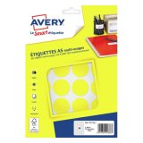 Etiquette avery multi-usages diam. 30 mm impression laser  / jet d'encre / copieur       coloris jaune 240 unites