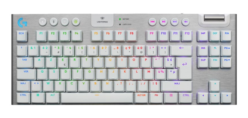 Logitech G G915 X LIGHTSPEED clavier Gaming USB + RF Wireless + Bluetooth AZERTY Français Blanc