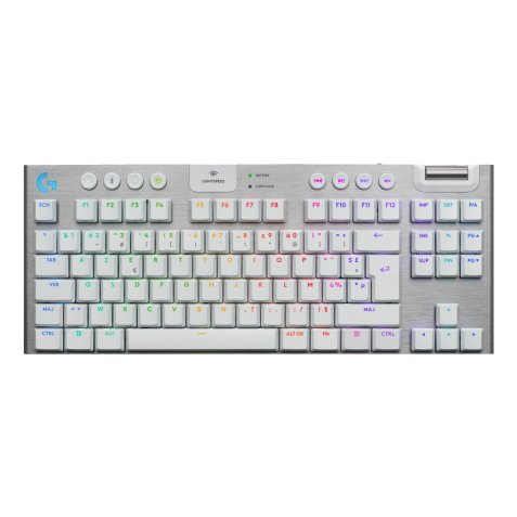 Clavier Logitech sans fil ultra-plat G915 X LIGHTSPEED TKL, GL Brown Tactile - PC/Mac - Blanc