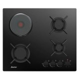 SAUTER Plaque mixte SPG3601BM, 3 gaz + 1 électrique, Verre trempé
