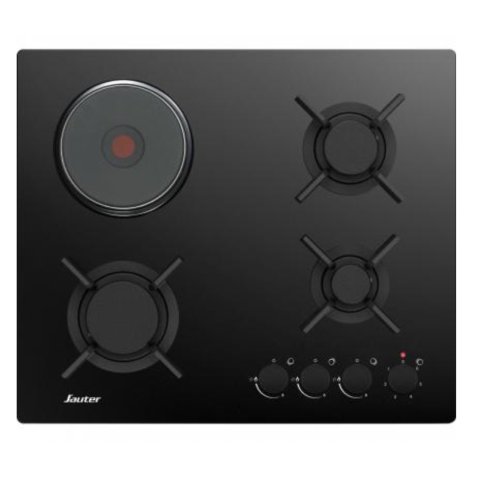 SAUTER Plaque mixte SPG3601BM, 3 gaz + 1 électrique, Verre trempé