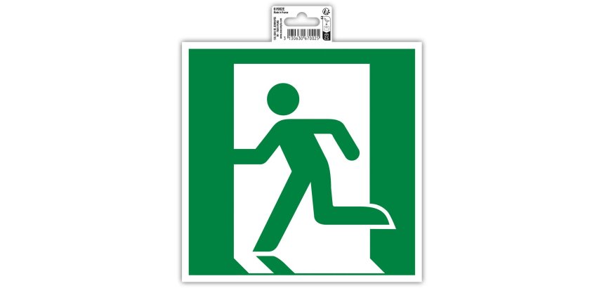 Panneau PVC adhésif antidérapant évacuation gauche 20x20 cm - Vert