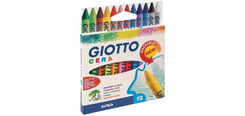 Etui crayons a la cire cera giotto forme ronde 8mm 9cm    lavable 12 unites coloris     assortis