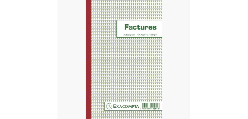 Manifold facture autocopiant 21 x 13,5 cm 50 feuillets triple exemplaires