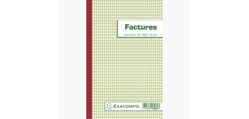 Manifold facture autocopiant 21 x 13,5 cm 50 feuillets triple exemplaires