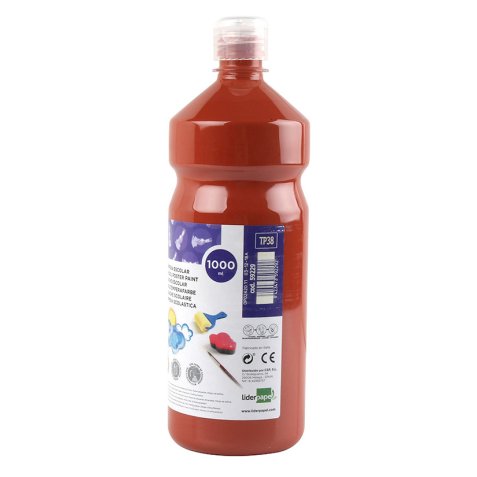 Gouache scolaire liderpapel liquide lavable fermeture sécurité brillante coloris marron flacon 1000ml