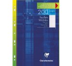 Feuillets mobiles sous étui A4 200 pages perforées petits carreaux