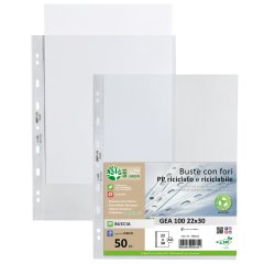 Buste forate Gea 100 - PP riciclato - buccia medium - 22 x 30 cm - Sei rota - conf. 50 pezzi