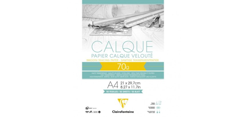 Papier Calque bloc collé 50F A4 70/75g