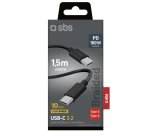 SBS Câble USB tressé USB C 3.2 (10Gb/s), 1m50 noir
