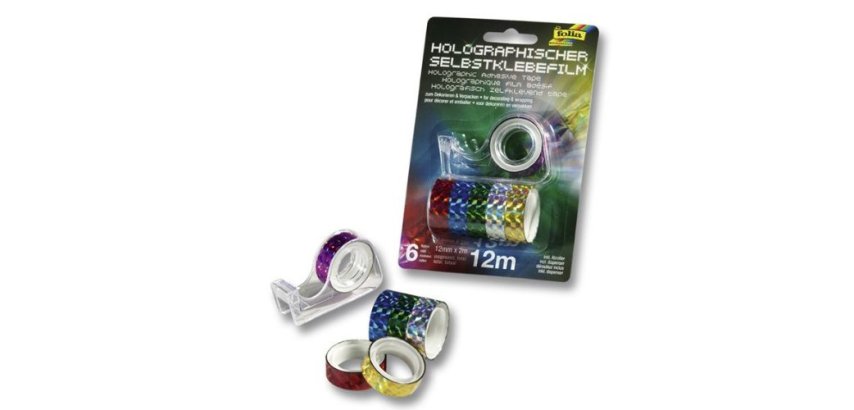 Lot rouleaux folia bandes adhesives pailletes           holographique 12mmx2m 6       unites coloris assortis