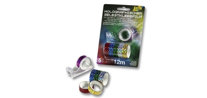 Lot rouleaux folia bandes adhesives pailletes           holographique 12mmx2m 6       unites coloris assortis