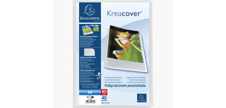 Protege-documents exacompta kreacover chromaline          polypropylene semi-rigide a4  24x32cm 80 vues cristal