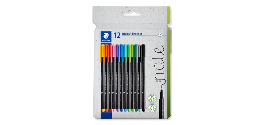 Feutre staedtler triplus fineliner 334 triangulaire    pointe superfine 0,3mm        coloris assortis etui carton