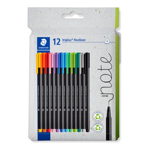 Feutre staedtler triplus fineliner 334 triangulaire    pointe superfine 0,3mm        coloris assortis etui carton