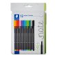 Feutre staedtler triplus fineliner 334 triangulaire    pointe superfine 0,3mm        coloris assortis etui carton