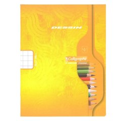 Cahier dessin conquerant piqure couverture carte       offset 17x22cm 16 pages 10x10 90g