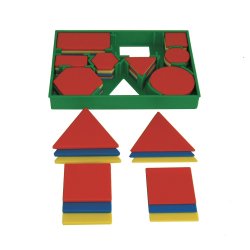 Matériel de manipulation de 60 pièces géométriques (3 couleurs 5 formes 2 tailles)