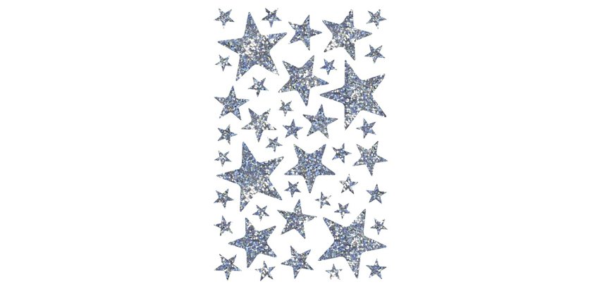 Gommette holographique maildor10,5x16cm design assortis coloris argent sachet 20 planches 1065 unites