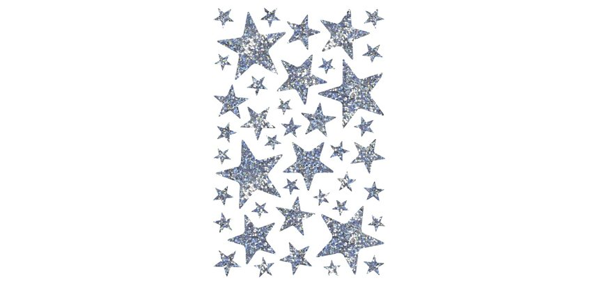 Gommette holographique maildor10,5x16cm design assortis coloris argent sachet 20 planches 1065 unites