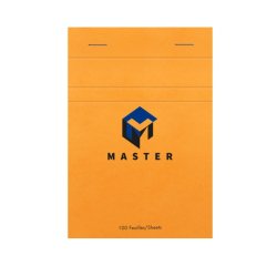 Bloc de bureau Master agrafé en-tête A6 100 feuilles petits carreaux 70 g - Orange