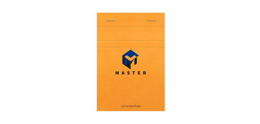 Bloc de bureau Master agrafé en-tête A6 100 feuilles petits carreaux 70 g - Orange