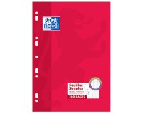 Feuilles simples Oxford A4 grands carreaux Seyès 200 pages étui carte rouge