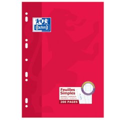 Feuillets mobiles 200 pages grands carreaux blancs 90 g 21 x 29,7 cm - Sous étuis carton