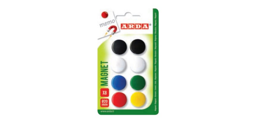 ARDA ACL01 fridge magnet Plastic Assorted colours, Black, Blue, Green, Red, White, Yellow 8 pc(s)