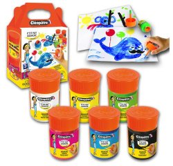 Gouache cleopatre lot de 6 ptit pots de 50 ml avec       pinceau et entonnoir int gr   coloris assortis