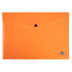 Pochette enveloppe liderpapel polypropylene 180 microns a4  97x210mm 50f fermeture bouton orange fluo opaque