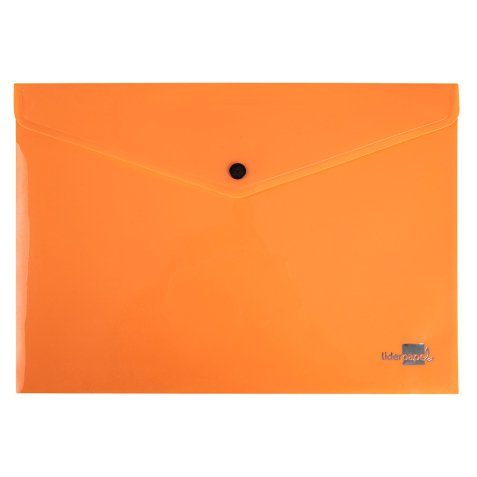 Pochette enveloppe liderpapel polypropylene 180 microns a4  97x210mm 50f fermeture bouton orange fluo opaque