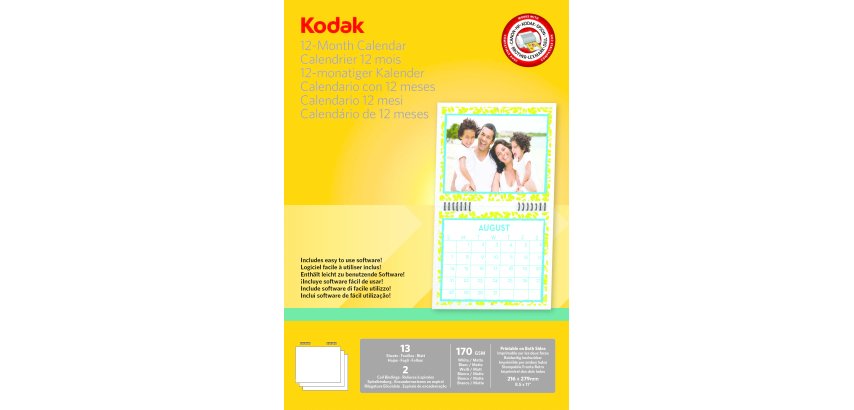 Kodak Calendario para impresora de tinta. incluye 13 hojas, sofware y nudillo