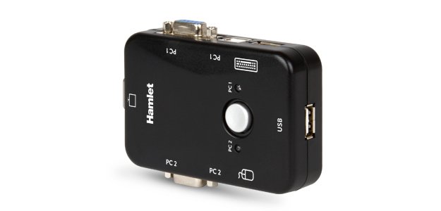 Hamlet KVM Smart Control Switch a 3 porte usb con 2 set di cavi KVM inclusi