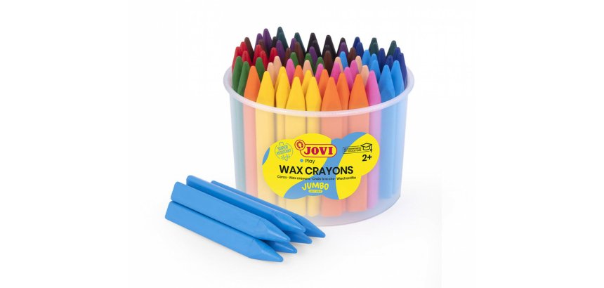 Crayon cire jovi jumbo easy grip coloris assortis pot 72  unites + 2 taille-crayons