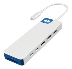 HYPER HD4103BUGL hub & concentrateur USB 3.2 Gen 1 (3.1 Gen 1) Type-C 5000 Mbit/s Bleu, Blanc